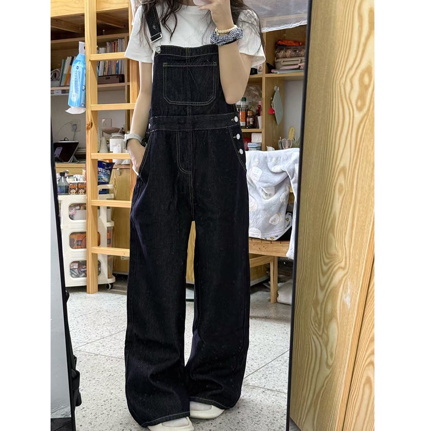 牛仔背带裤女2026春夏季新款小个子高腰宽松显瘦直简阔腿连体长裤