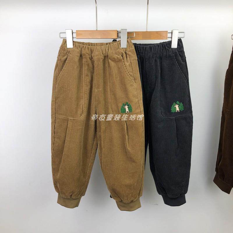 马其顿刺绣灯芯绒长裤休闲裤