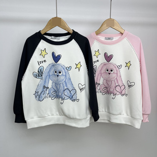 马其顿童装春季女童卡通印花圆领卫衣时尚潮女孩子上衣薄外套