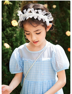 马其顿童装夏季新款女童短袖连衣裙蓝色仙美儿童网纱裙洋气公主裙