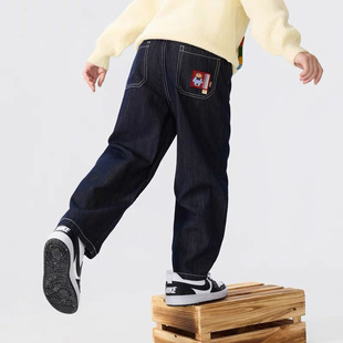 防褪色 小马家26春夏新款男童牛仔裤宽松潮儿童百搭长裤直筒裤子