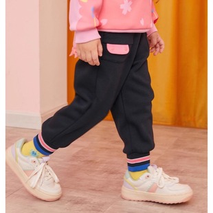 马其顿童装冬季女童加绒束脚裤女宝宝儿童卫裤中小童休闲长裤子