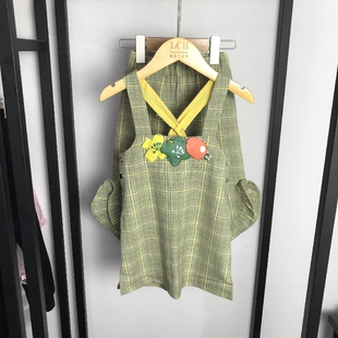 清仓 马其顿童装春秋女童格纹背带裙时尚百搭女童直筒背带连衣裙