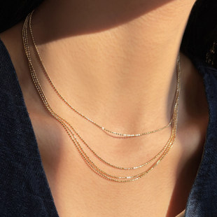 金包银拼色18K满天星925纯银极细项链女2026新款高级感锁骨链颈链