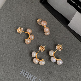 925纯银天然淡水小珍珠耳钉女法式耳环女2026新款高级感秋冬耳饰