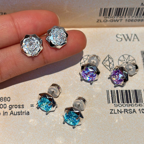 爆闪玫瑰切华子钻石耳环女