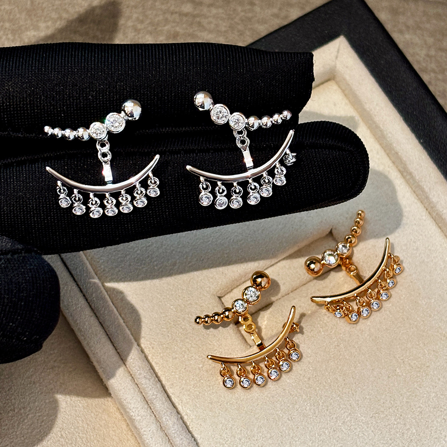 孟子义同款金色流苏钻石耳环女2026新款高级感耳钉独特漂亮耳饰品