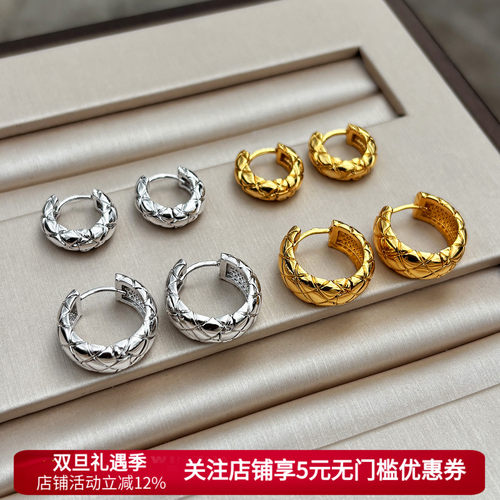 小香风coco轻奢菱格耳环