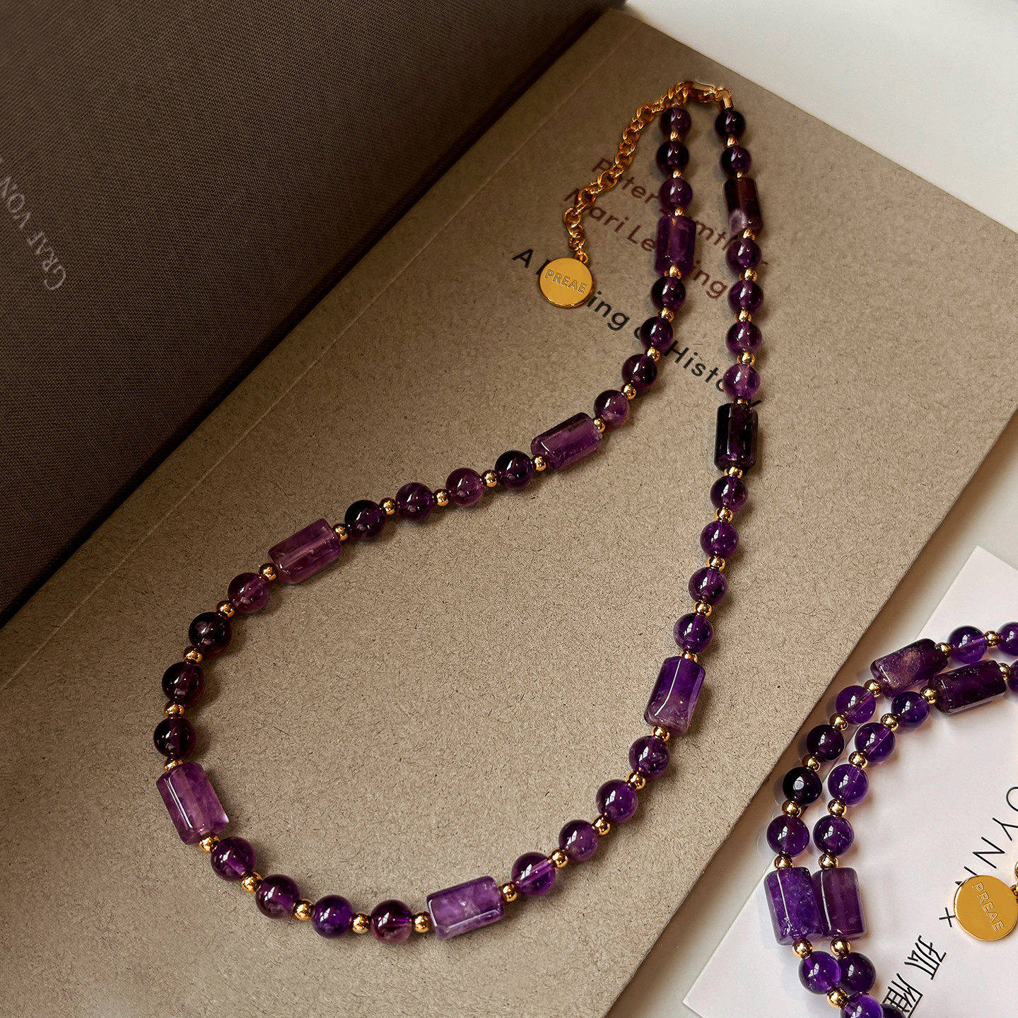 巨好看天然紫水晶项链女串珠新款叠戴高级感轻奢配饰紫色锁骨颈链