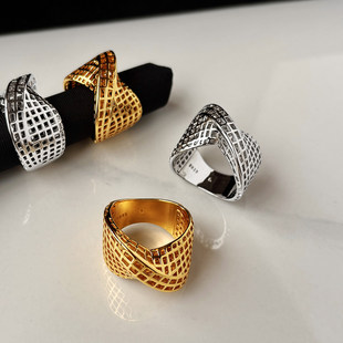 夸张独特鸟巢金色戒指女轻奢小众设计高级感2026新款爆款情侣指环