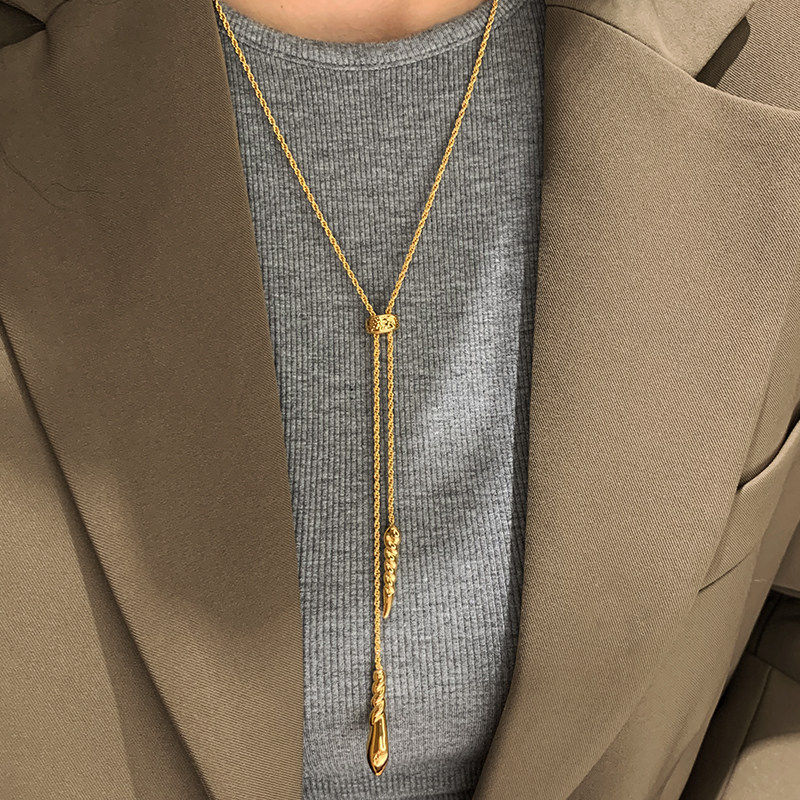 金色长款项链女款轻奢小众大气高档高级感2026新款气质毛衣链配饰