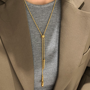 金色长款项链女款轻奢小众大气高档高级感2026新款秋冬毛衣链配饰