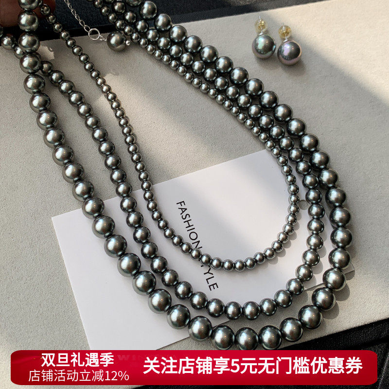 大溪地黑色珍珠项链女