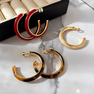 港风复古新年红色大圈圈耳环女2026新款高级感耳钉本命年耳圈耳饰