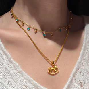 DIY万能扣可拆卸碎冰冰小马吊坠毛衣项链女高级感轻奢锁骨链配件