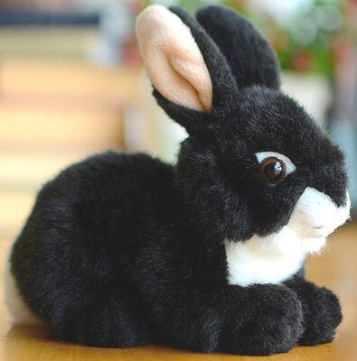 （代购）德国teddy hermann仿真小黑兔rabbit毛绒玩具公仔