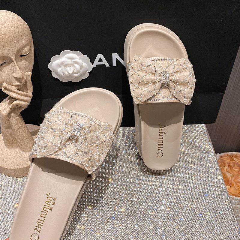 夏季凉拖女外穿2026年新款百搭厚底拖鞋增高松糕底满钻凉鞋一字拖,女鞋,一字拖,淘宝优惠券,粉丝福利购,淘宝优惠卷