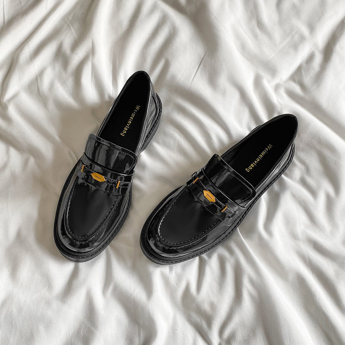 时尚百搭法式晚风厚底乐福鞋女黑色一脚蹬单鞋女英伦风小皮鞋粗跟,女鞋,乐福鞋（豆豆鞋）,淘宝优惠券,粉丝福利购,淘宝优惠卷