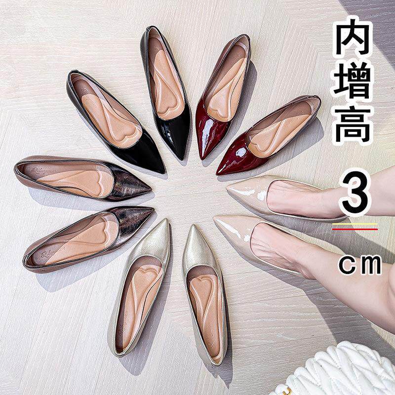 黑色气质通勤职业女鞋尖头内增高女鞋2026春秋新款法式百搭平底鞋