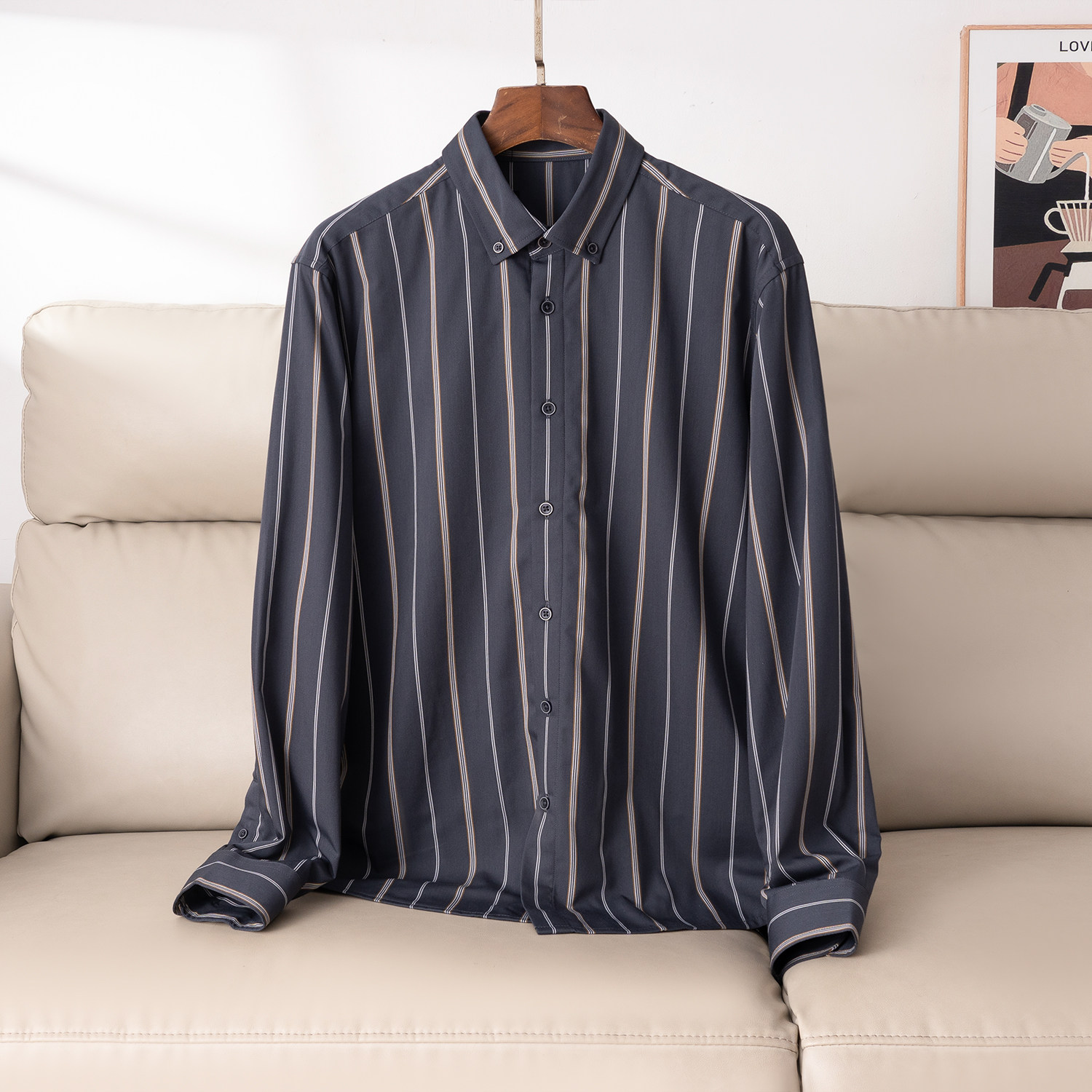 撤柜男装！加绒加厚！日常商务条纹设计时尚百搭衬衫男长袖衬衣