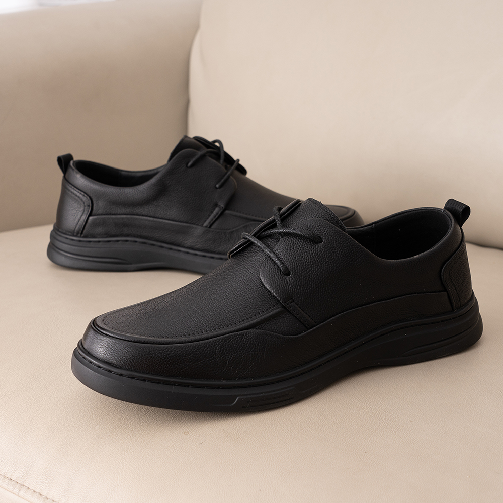 真皮皮鞋男商务通勤百搭休闲鞋撤柜男鞋舒适软底防滑系带一脚蹬鞋