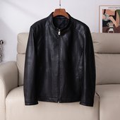 舒适简约百搭皮衣外套男士 防风保暖 立领加绒休闲夹克纯色时尚