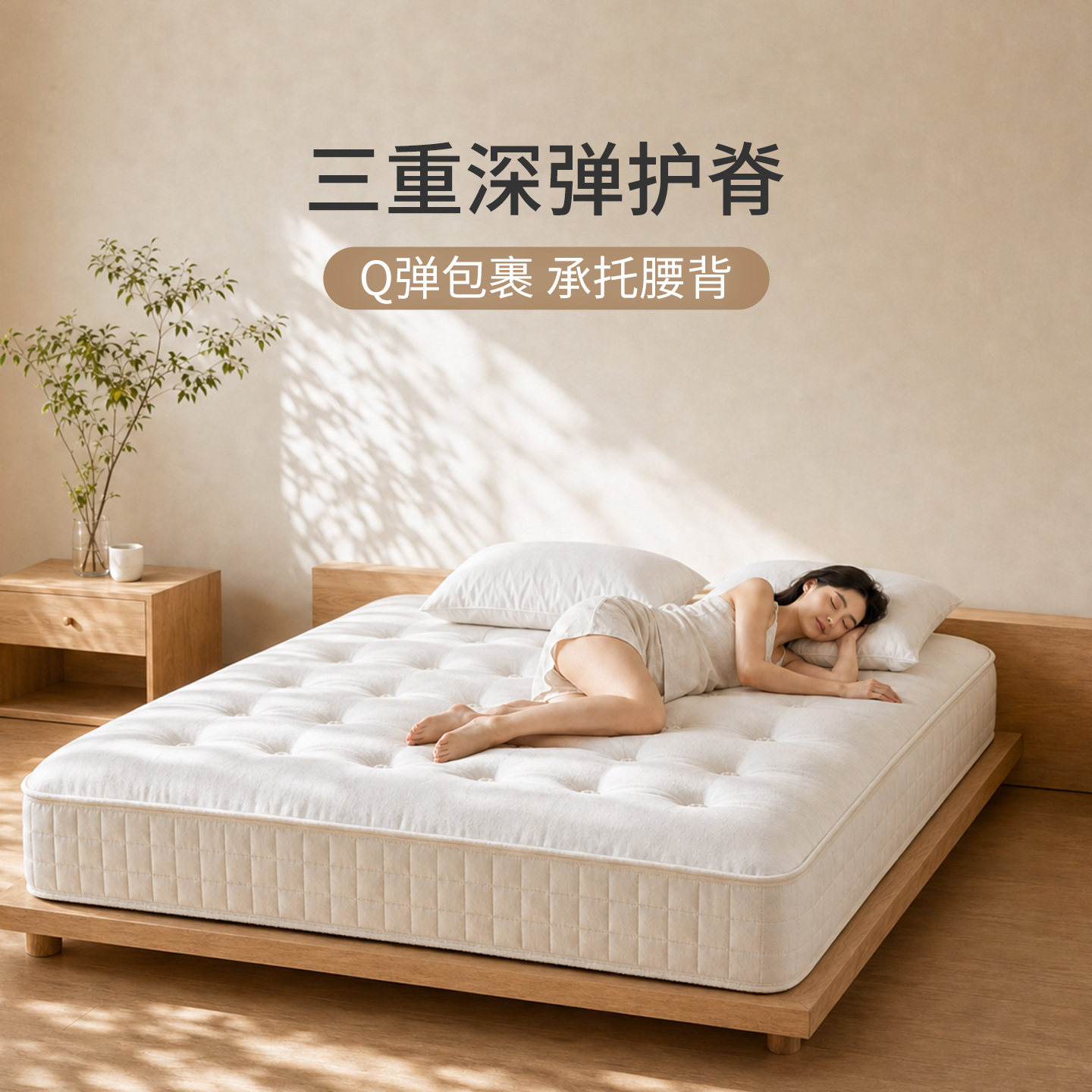 麒麟独立弹簧偏硬护脊床垫