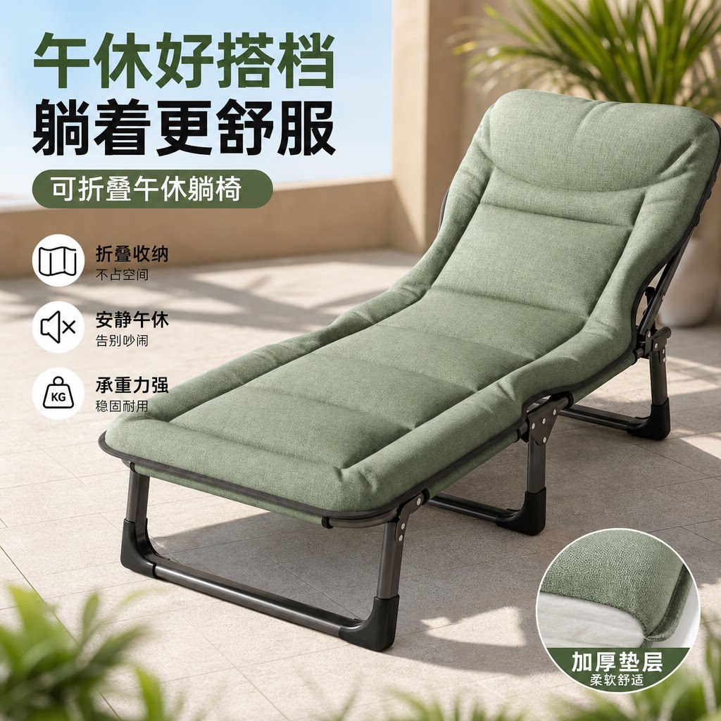 小涵家可折叠便携单人午休躺椅床