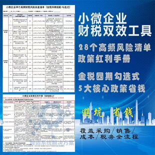 小微企业税务筹划模板金税四期风险自查清单报税合规政策红利节税