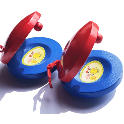 学生奥尔夫松木红蓝儿童打击响板
