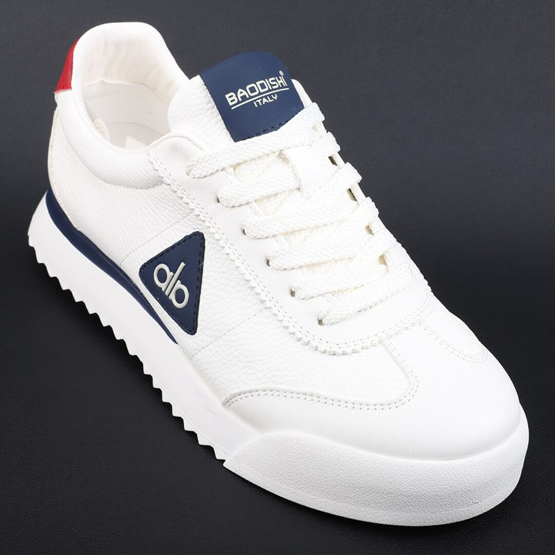广州高端潮牌小白鞋男2025款真皮透气时尚板鞋轻软厚底运动休闲鞋