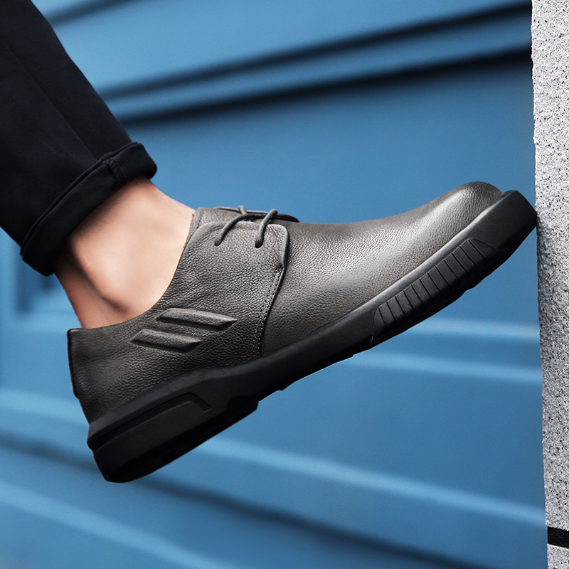 素人真皮韩版软底百搭商务休闲鞋