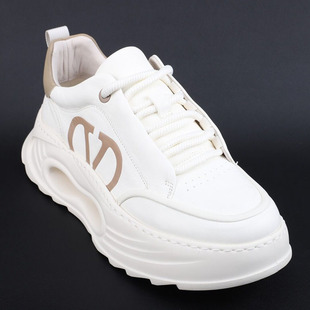 高端时尚小白鞋男头层牛皮厚底增高老爹鞋轻软舒适潮流运动休闲鞋