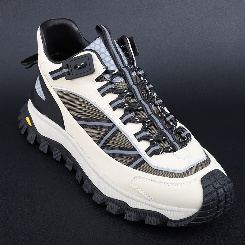潮牌透气休闲运动鞋男真皮户外防滑徒步机能鞋旅游登山厚底老爹鞋