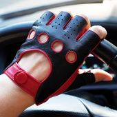 罗欧蒂斯秋冬季 开车驾驶半指皮手套骑行运动机车摩托车复古风 男士