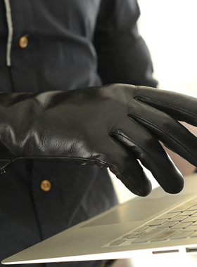 罗欧蒂斯男士冬季加绒加厚保暖触屏真皮手套摩托车骑行防滑户外