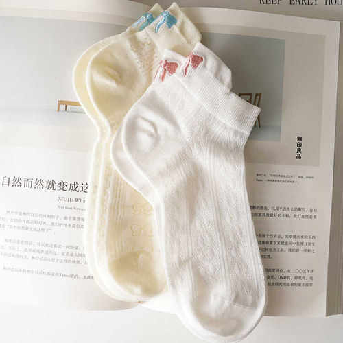 薄款蝴蝶结镂空短袜透气韩系夏季