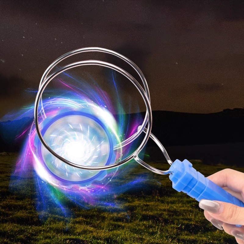手摇发光陀螺玩具悠悠球魔幻七彩