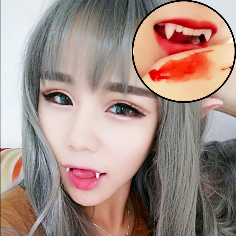 吸血鬼假牙小虎牙僵尸牙齿尖牙万圣节化妆舞会装饰cos假牙套道具