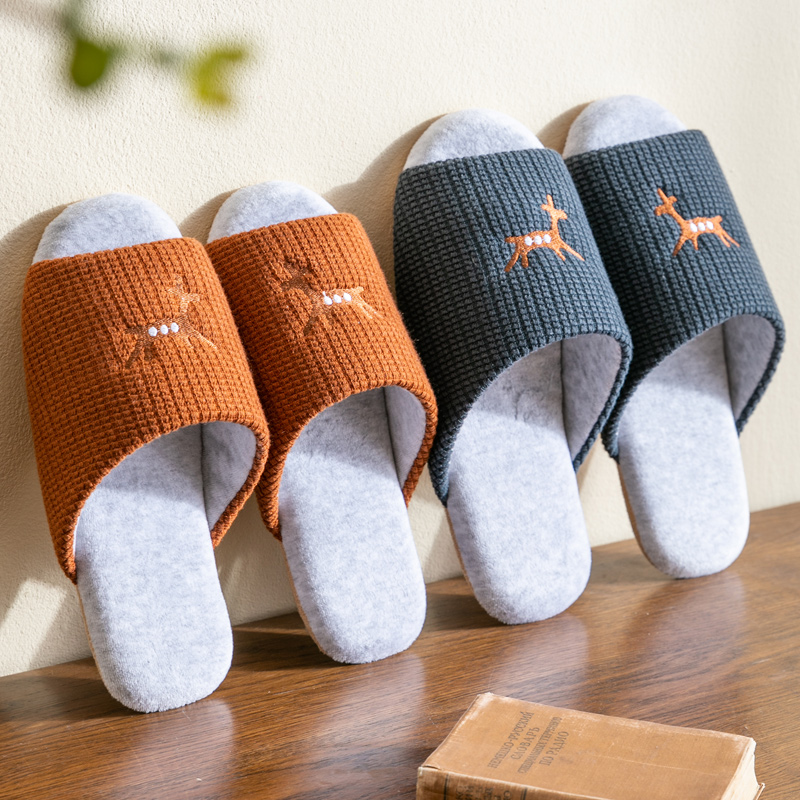 夏季机洗情侣棉拖鞋无声软底