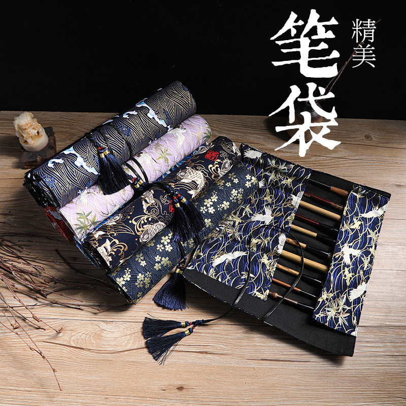 收纳中国风笔帘卷笔袋毛笔