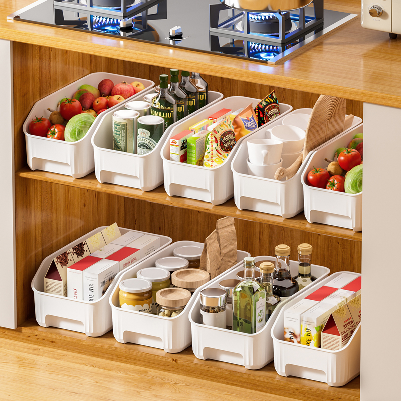 橱柜厨房收纳盒桌面抽屉式斜口