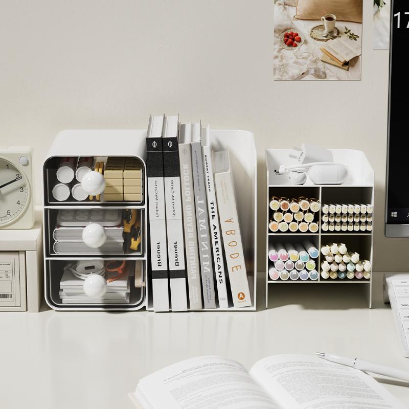 桌面收纳盒抽屉式斜插笔筒置物架