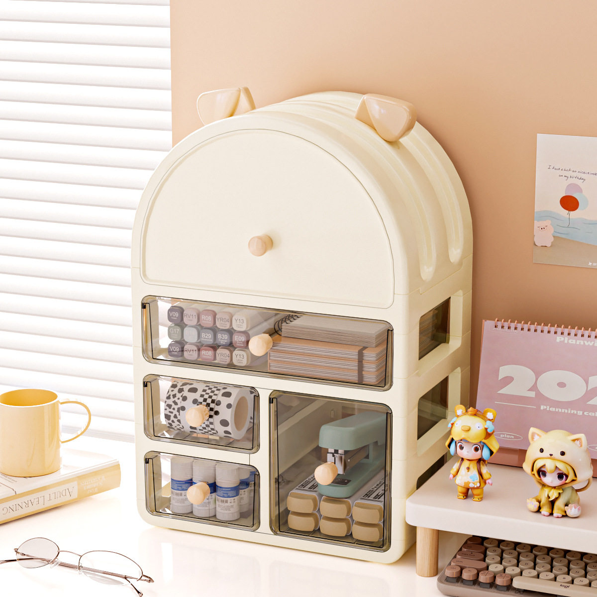 文具收纳盒学生宿舍桌面马克笔胶纸置物盒大容量抽屉式防尘储物盒,收纳整理,桌面收纳盒,淘宝优惠券,粉丝福利购,淘宝优惠卷