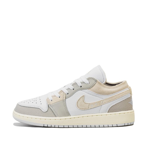 【布布】 Jordan 儿童篮球鞋 灰色 Air 1 Low Se 皮革 防滑耐磨