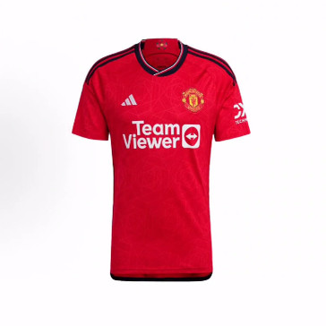 adidas Manchester United字母印花拼色V领 曼联 足球衣 男款 红