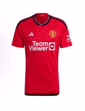 adidas Manchester United字母印花拼色V领 曼联 足球衣 男款 红