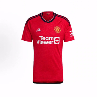 adidas Manchester United字母印花拼色V领 曼联 足球衣 男款 红