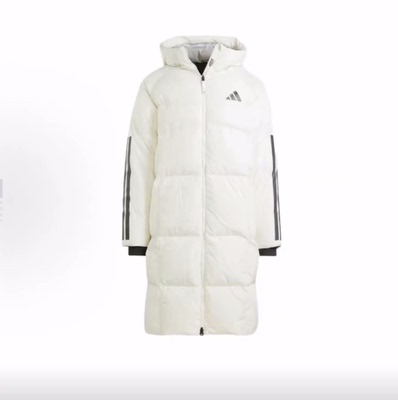 adidas 3-Stripes 长款运动连帽羽绒服 男款