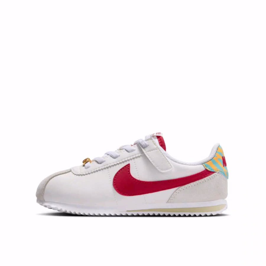 Nike CORTEZ 舒适魔术贴 低帮 儿童休闲鞋 白红色 中小童